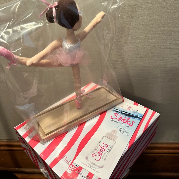 NEW Pink Zebra Ballerina Doll Woolie with Wooden Base - Picture 3 of 5